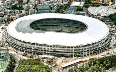Japan National Stadium, 2020 Summer Olympics Main Stadium, New National Stadium, Sports Arena, Games of the XXXII Olympiad, Tokyo, Japan