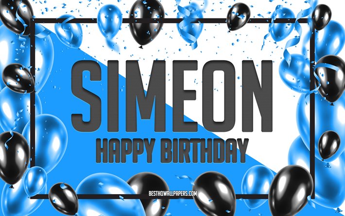 Happy Birthday Simeon, Birthday Balloons Background, Simeon, wallpapers with names, Simeon Happy Birthday, Blue Balloons Birthday Background, Simeon Birthday