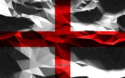 4k, English flag, low poly art, European countries, national symbols, Flag of England, 3D flags, England flag, England, Europe, England 3D flag