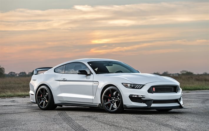 Hennessey Shelby GT350R HPE850 Supercharged, superautot, 2020 autoa, valkoinen Mustang, 2020 Ford Mustang, amerikkalaiset autot, Ford