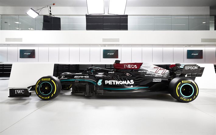 2021, Formula 1, Mercedes-AMG F1 W12 E Performance, 4k, vista laterale, esterno, auto da corsa, nuovo W12, F1, auto Valtteri Bottas, Mercedes-AMG Petronas F1 Team