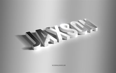 jaxson, hopeinen 3d-taide, harmaa tausta, taustakuvat nimill&#228;, jaxsonin nimi, jaxsonin onnittelukortti, 3d-taide, kuva jaxsonin nimell&#228;