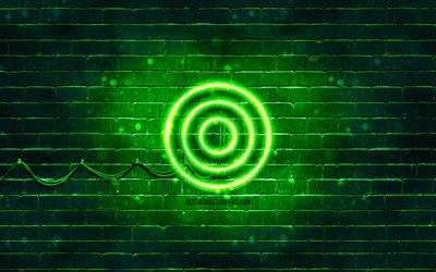 Target green logo, 4k, green brickwall, Target logo, brands, Target neon logo, Target