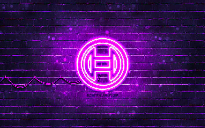 Bosch violet logo, 4k, violet brickwall, Bosch logo, brands, Bosch neon logo, Bosch