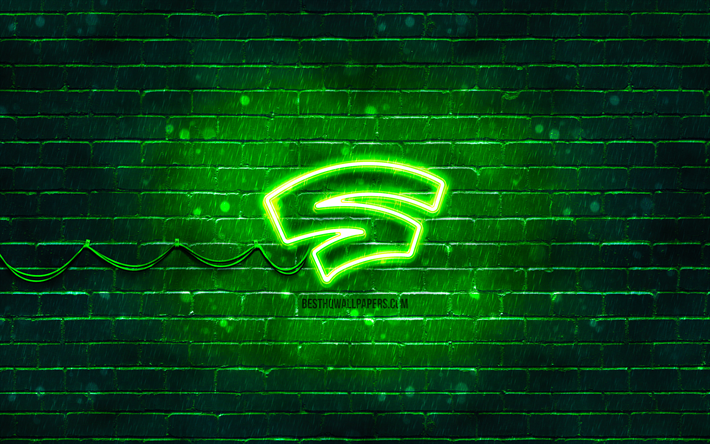 logotipo verde stadia, 4k, parede de tijolos verdes, logotipo stadia, marcas, logotipo da stadia neon, stadia