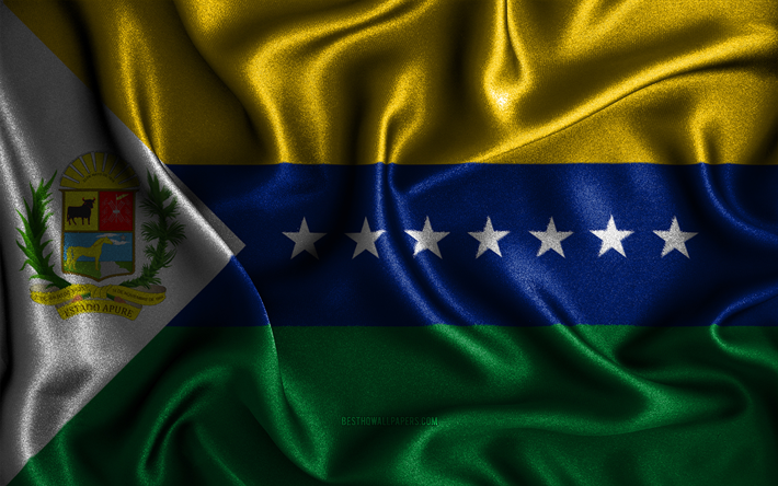 bandera de apure, 4k, banderas onduladas de seda, estados venezolanos, d&#237;a de apure, banderas de tela, arte 3d, apure, am&#233;rica del sur, estados de venezuela, bandera apure 3d, venezuela