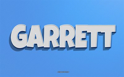 Garrett, blue lines background, wallpapers with names, Garrett name, male names, Garrett greeting card, line art, picture with Garrett name