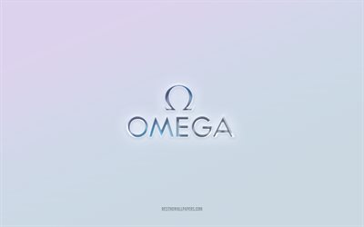 Omega logo, cut out 3d text, white background, Omega 3d logo, Omega emblem, Omega, embossed logo, Omega 3d emblem