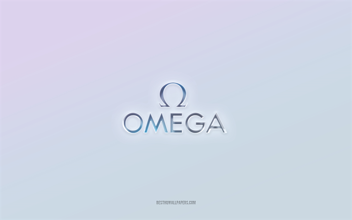 omega-logotyp, utklippt 3d-text, vit bakgrund, omega 3d-logotyp, omega-emblem, omega, pr&#228;glad logotyp, omega 3d emblem