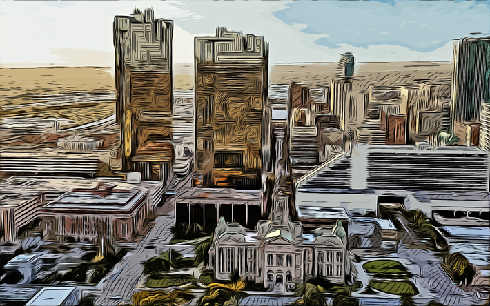 Fort Worth, Texas, 4k, vector art, Fort Worth drawing, creative art, Fort Worth art, vector drawing, abstract cityscape, Fort Worth cityscape, USA