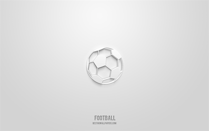 サッカーの3dアイコン, 白い背景, 3d シンボル, 蹴球, スポーツアイコン, 3d アイコン, サッカーサイン, スポーツ 3d アイコン