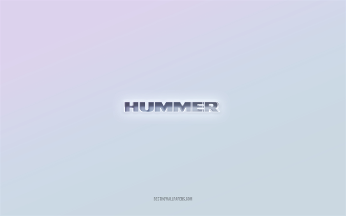 hummer-logo, ausgeschnittener 3d-text, wei&#223;er hintergrund, hummer-3d-logo, hummer-emblem, hummer, gepr&#228;gtes logo, hummer-3d-emblem
