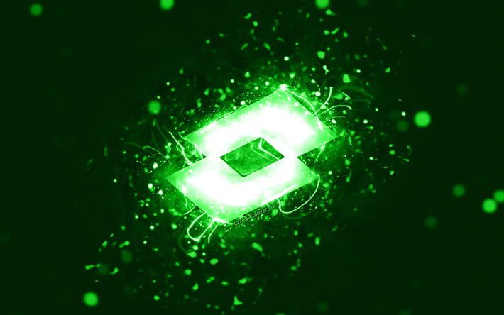 loto yeşil logo, 4k, yeşil neon ışıklar, yaratıcı, yeşil soyut arka plan, loto logosu, markalar, loto