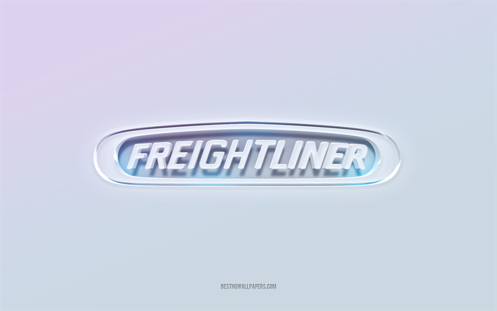 logotipo de freightliner, texto 3d recortado, fondo blanco, logotipo de freightliner 3d, emblema de freightliner, freightliner, logotipo en relieve, emblema de freightliner 3d