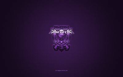 fujieda myfc, club de football japonais, logo violet, fond en fibre de carbone violette, j3 league, football, fujieda, japon, logo fujieda myfc