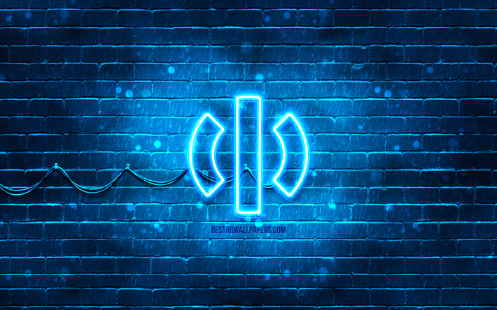 logotipo azul hiphi, 4k, pared de ladrillo azul, logotipo hiphi, marcas de autom&#243;viles, logotipo de ne&#243;n hiphi, hiphi