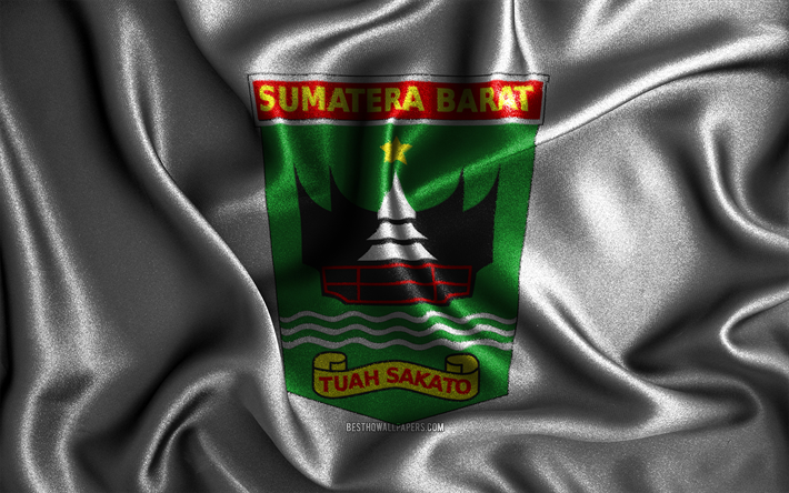 l&#228;nsi-sumatran lippu, 4k, silkki aaltoilevat liput, indonesian maakunnat, l&#228;nsi-sumatran p&#228;iv&#228;, kangasliput, 3d-taide, l&#228;nsi-sumatra, aasia, l&#228;nsi-sumatran 3d-lippu, indonesia