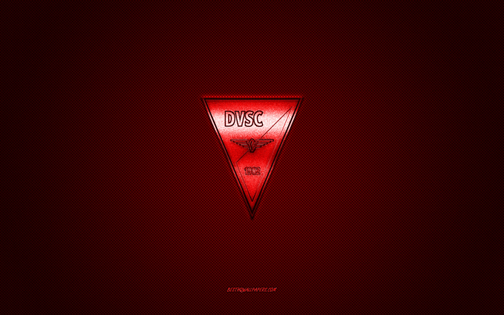 Debreceni VSC, Hungarian football club, red logo, red carbon fiber background, Nemzeti Bajnoksag I, football, NB I, Debrecen, Hungary, Debreceni VSC logo