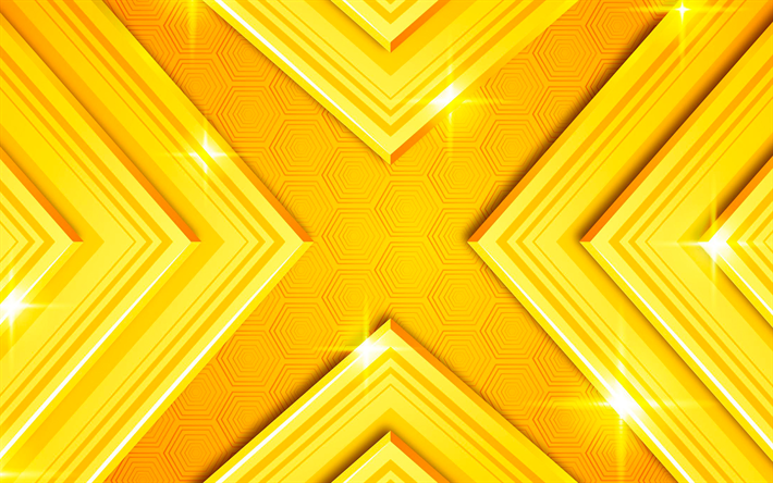 material design, 4k, abstract arrows, yellow backgrounds, geometric art, creative, artwork, abstract art, yellow arrows