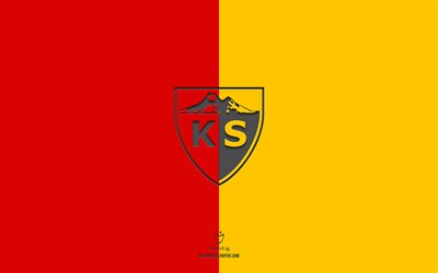 Kayserispor, red yellow background, Turkish football team, Kayserispor emblem, Super Lig, Turkey, football, Kayserispor logo