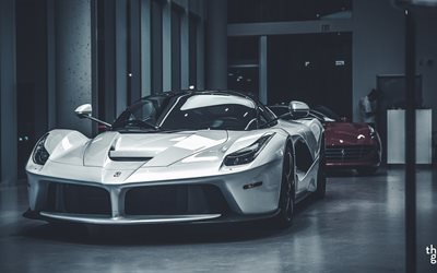 Ferrari LaFerrari, supercars, 2017 cars, white LaFerrari, italian cars, Ferrari