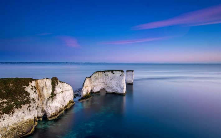 Dorset, rochas, costa, horizonte, mar, Inglaterra, Reino UNIDO