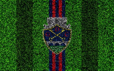 GD Chaves FC, 4k, logo, calcio prato, portoghese football club, blu, rosso, linee, Primeira Liga, Chaves, Portogallo, calcio