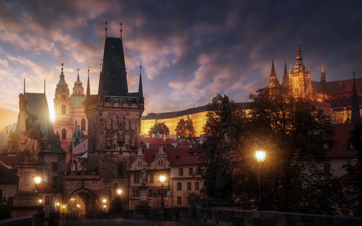 براغ, القلعة القديمة, مساء, البوابات, لمشاهدة معالم المدينة, جمهورية التشيك