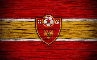 4k, Montenegro national football team, logo, UEFA, Europe, football, wooden texture, soccer, Montenegro, European national football teams, Montenegro Football Federation