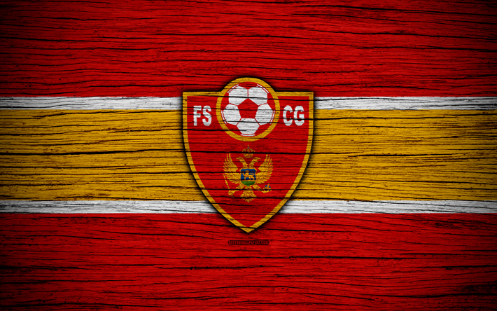 4k, Montenegro equipo de f&#250;tbol nacional, el logotipo, la UEFA, Europa, de f&#250;tbol, de madera de textura, f&#250;tbol, Montenegro, los pa&#237;ses Europeos de los equipos de f&#250;tbol, la Federaci&#243;n de F&#250;tbol de Montenegro