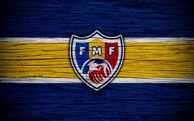 4k, Moldova national football team, logo, UEFA, Europe, football, wooden texture, soccer, Moldova, European national football teams, Moldovan Football Federation