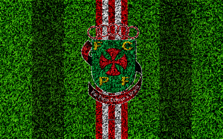 FC PacosデFerreira, 4k, ロゴ, サッカーロ, ポルトガル語サッカークラブ, 赤白線, 最初のリーグ, PacosデFerreira, ポルトガル, サッカー, Ferreira fc