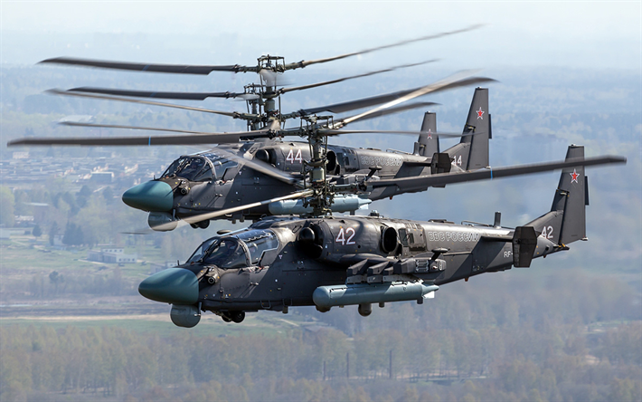 Kamov Ka-52 Alligator, 4k, elicottero d&#39;attacco, aerei da combattimento dell&#39;aeronautica russa, Ka-52, l&#39;Esercito russo