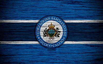 4k, San Marino national football team, logo, UEFA, Europe, football, wooden texture, soccer, San Marino, European national football teams, San Marino Football Federation