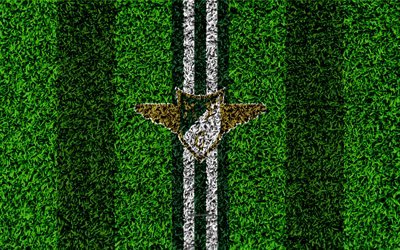 Moreirense FC, 4k, logo, football pelouse, portugais, club de football, blanc, vert lignes, Primeira Liga, Moreira de Ceniguche, le Portugal, le football