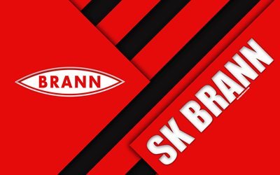 SK Brann, 4k, le logo, la conception de mat&#233;riaux, norv&#233;gien, club de football, l&#39;embl&#232;me, le rouge noir de l&#39;abstraction, de Eliteserien, Bergen, Norv&#232;ge, du football, de la g&#233;om&#233;trie de fond