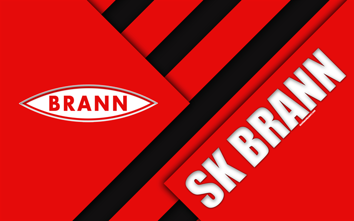 SK Brann, 4k, il logo, il design dei materiali, norvegese football club, emblema, rosso, nero, astrazione, Eliteserien, Bergen, in Norvegia, calcio, geometriche sfondo