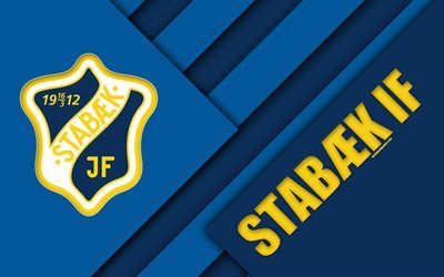 Stabaek IF, 4k, logo, material design, Norwegian football club, emblem, blue abstraction, Eliteserien, Berum, Norway, football, geometric background, Stabaek FC