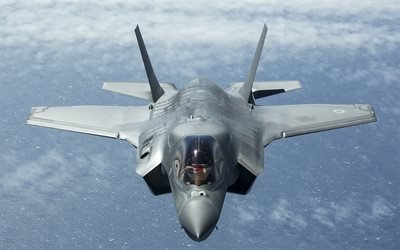 Lockheed Martin F-35 Lightning II, military aircraft in the sky, US Air Force, stealth, USA, fighter-bomber, F-35B