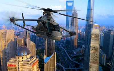 エアバスレーサー, 4k, 飛行, エアバス-ヘリコプター, 将来のヘリコプター, 民間航空, エアバス社