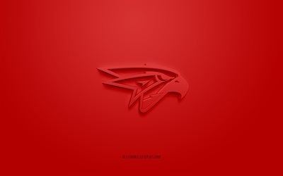Avangard Omsk, yaratıcı 3D logo, kırmızı arka plan, 3d amblem, Rus hokey kul&#252;b&#252;, Kontinental Hokey Ligi, Omsk, Rusya, 3d sanat, hokey, Avangard Omsk 3d logosu