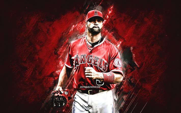 Download Wallpapers Albert Pujols Los Angeles Angels Mlb Dominican Baseball Player Red Stone Background Baseball Usa Major League Baseball For Desktop Free Pictures For Desktop Free