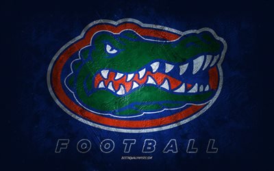 Florida Gators, amerikansk fotbollslag, bl&#229; bakgrund, Florida Gators logotyp, grunge konst, NCAA, amerikansk fotboll, USA, Florida Gators emblem
