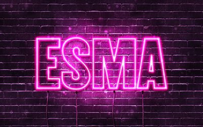 Esma, 4k, wallpapers with names, female names, Esma name, purple neon lights, Happy Birthday Esma, popular turkish female names, picture with Esma name