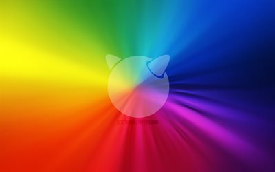 FreeBSD logo, vortex, rainbow backgrounds, creative, operating systems, artwork, FreeBSD
