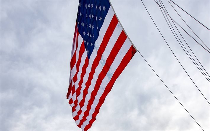 ロープ上の米国旗, アメリカの国のシンボル, アメリカの国旗, アメリカ合衆国の国旗