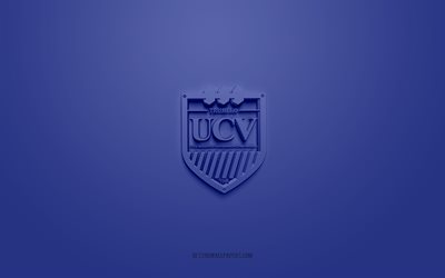 CD Universidad Cesar Vallejo, creative 3D logo, blue background, Peruvian Primera Division, 3d emblem, Peruvian football club, Trujillo, Peru, 3d art, Liga 1, football, CD Universidad Cesar Vallejo 3d logo