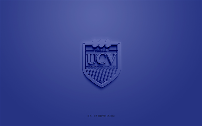 cd universidad cesar vallejo, kreativ 3d-logotyp, bl&#229; bakgrund, peruanska primera division, 3d-emblem, peruansk fotbollsklubb, trujillo, peru, 3d-konst, liga 1, fotboll, cd universidad cesar vallejo 3d-logotyp