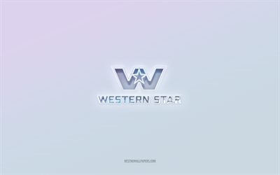western star -logo, leikattu 3d-teksti, valkoinen tausta, western star 3d -logo, western star -tunnus, western star, kohokuvioitu logo, western star 3d -tunnus