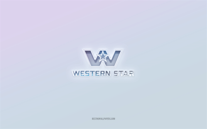 logo western star, testo 3d ritagliato, sfondo bianco, logo western star 3d, emblema western star, western star, logo in rilievo, emblema western star 3d